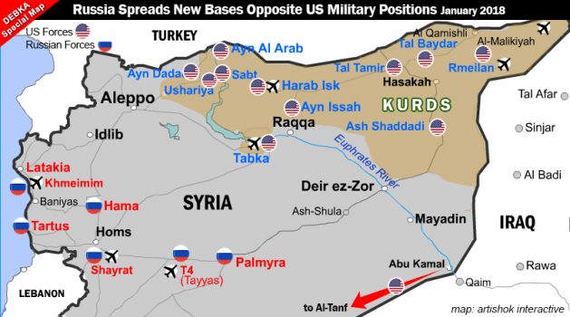 Foreign military bases in Syria. Source: Debka. 