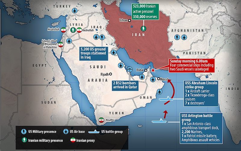 Source: Daily Mail - US Iran Military presence in the Middle East