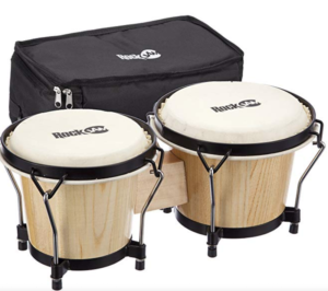 RockJam 7" and 8" Bongo Drum Set with Padded Bag and Tuning Key, Natural