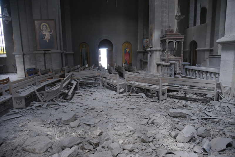 Destroyed Ghazanchetsots Church in Shushi