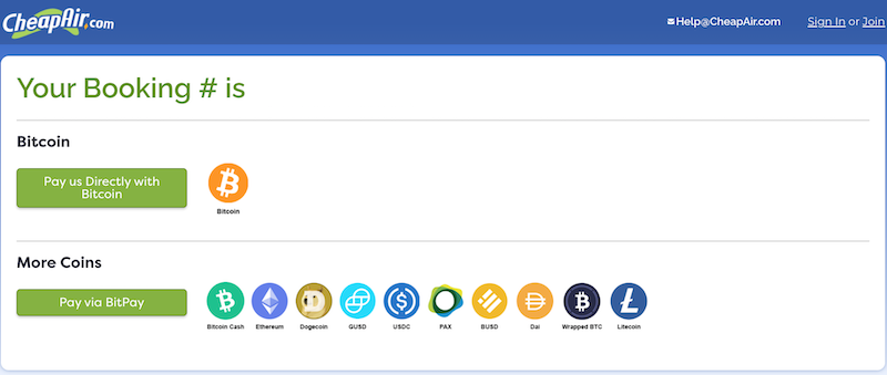 Cheap.Air.com booking a flight cryptocurrencies 3