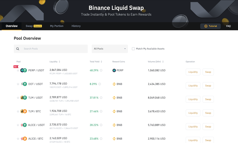 Binance swap farming