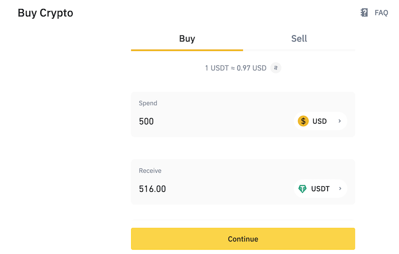 Buy USDT binance